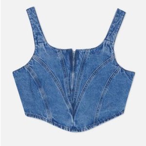 Zip up denim “corset” top